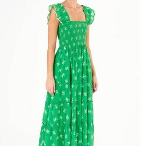 M.A.B.E. Vivi Print Maxi Smocked Dress - Green - Size M